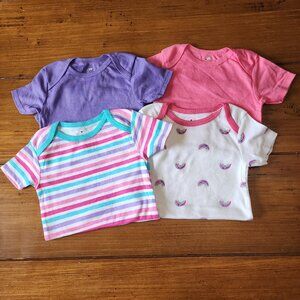 Little Star Organic Baby Girl 4 Pk Short Sleeve Bodysuits/Onesie Size 18M NWOT